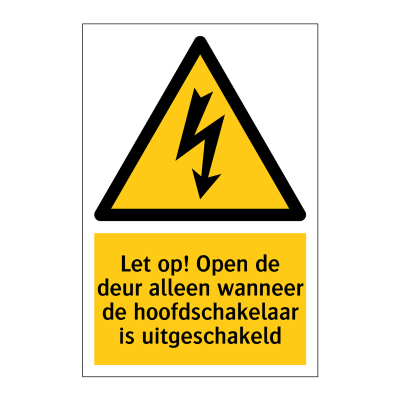 Let op! Open de deur alleen wanneer de hoofdschakelaar is uitgeschakeld