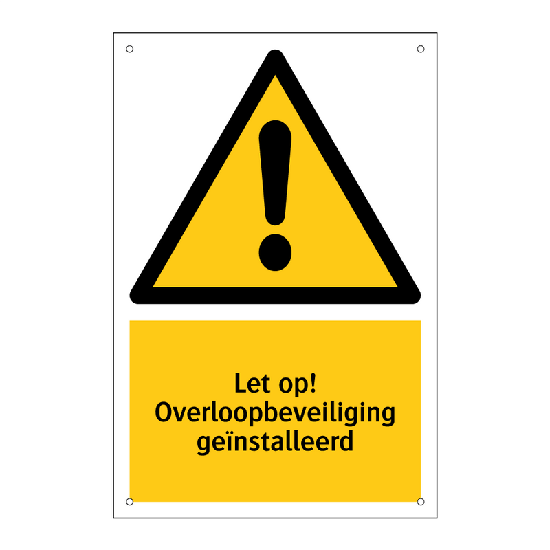 Let op! Overloopbeveiliging geïnstalleerd