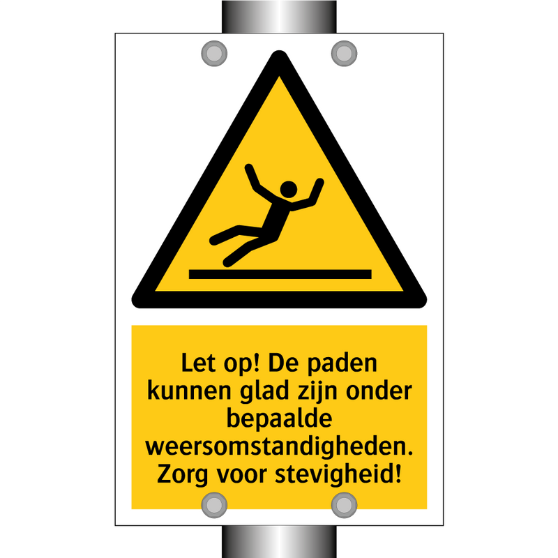 Let op! De paden kunnen glad zijn onder bepaalde weersomstandigheden. Zorg voor stevigheid!