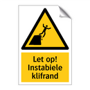 Let op! Instabiele klifrand