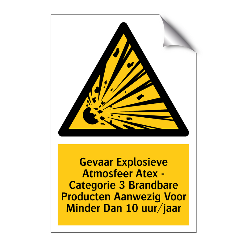 Gevaar Explosieve Atmosfeer Atex - Categorie 3 Brandbare Producten Aanwezig Voor Minder Dan 10 uur/jaar