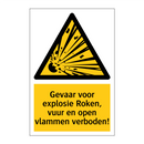 Gevaar voor explosie Roken, vuur en open vlammen verboden!