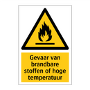 Gevaar van brandbare stoffen of hoge temperatuur