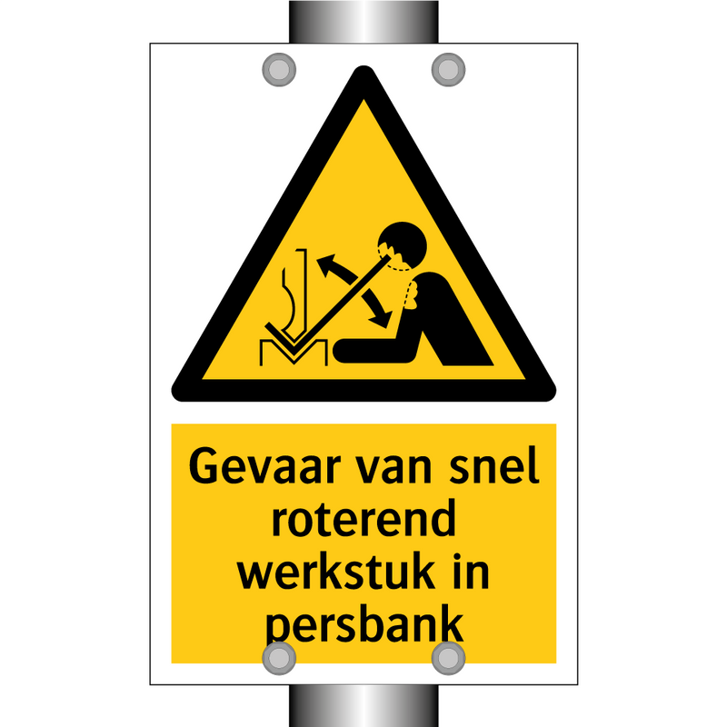 Gevaar van snel roterend werkstuk in persbank