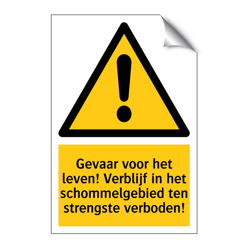 Gevaar voor het leven! Verblijf in het schommelgebied ten strengste verboden!
