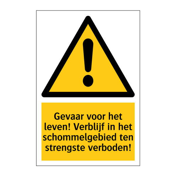 Gevaar voor het leven! Verblijf in het schommelgebied ten strengste verboden!