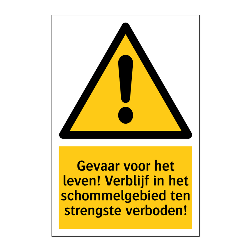 Gevaar voor het leven! Verblijf in het schommelgebied ten strengste verboden!