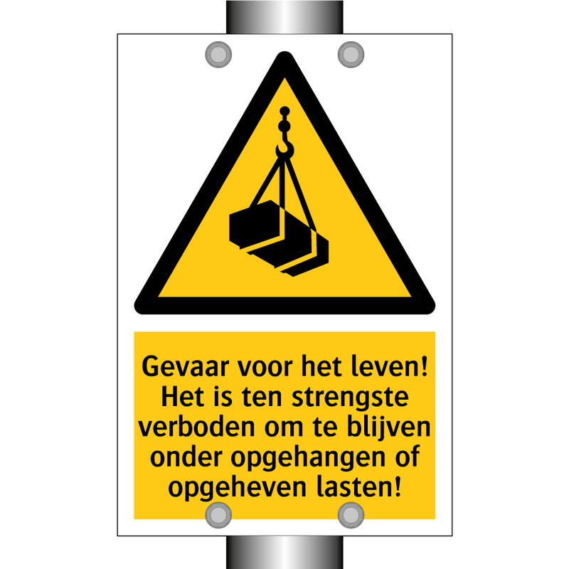 Gevaar voor het leven! Het is ten strengste verboden om te blijven onder opgehangen of opgeheven lasten!
