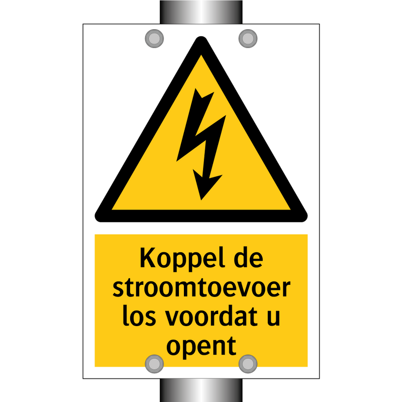 Koppel de stroomtoevoer los voordat u opent & Koppel de stroomtoevoer los voordat u opent