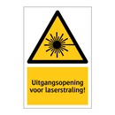 Uitgangsopening voor laserstraling! & Uitgangsopening voor laserstraling!