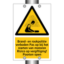 Brand- en rookpolitie verboden Pas op bij het starten van motoren Risico op vergiftiging! Poorten open