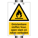 Ontvlambare stoffen Vuur, open vlam en roken verboden