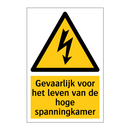Gevaarlijk voor het leven van de hoge spanningkamer