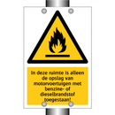 In deze ruimte is alleen de opslag van motorvoertuigen met benzine- of dieselbrandstof toegestaan!