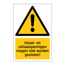 Inlaat- en uitlaatopeningen mogen niet worden gesloten!