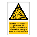 Faciliteit voor vloeibaar gas Brand- en explosiegevaar Roken en hanteren van open vlam of vuur verboden