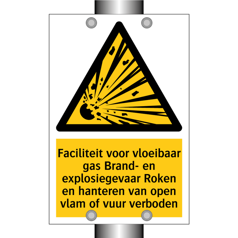 Faciliteit voor vloeibaar gas Brand- en explosiegevaar Roken en hanteren van open vlam of vuur verboden