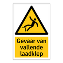 Gevaar van vallende laadklep & Gevaar van vallende laadklep & Gevaar van vallende laadklep