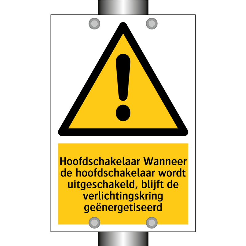 Hoofdschakelaar Wanneer de hoofdschakelaar wordt uitgeschakeld, blijft de verlichtingskring geënergetiseerd