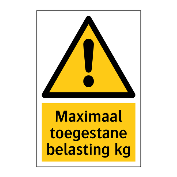 Maximaal toegestane belasting kg & Maximaal toegestane belasting kg