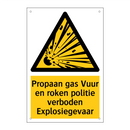 Propaan gas Vuur en roken politie verboden Explosiegevaar