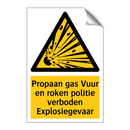 Propaan gas Vuur en roken politie verboden Explosiegevaar