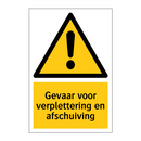 Gevaar voor verplettering en afschuiving & Gevaar voor verplettering en afschuiving
