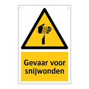 Gevaar voor snijwonden & Gevaar voor snijwonden & Gevaar voor snijwonden & Gevaar voor snijwonden