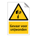 Gevaar voor snijwonden & Gevaar voor snijwonden & Gevaar voor snijwonden & Gevaar voor snijwonden