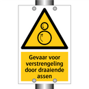 Gevaar voor verstrengeling door draaiende assen & Gevaar voor verstrengeling door draaiende assen