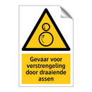 Gevaar voor verstrengeling door draaiende assen & Gevaar voor verstrengeling door draaiende assen