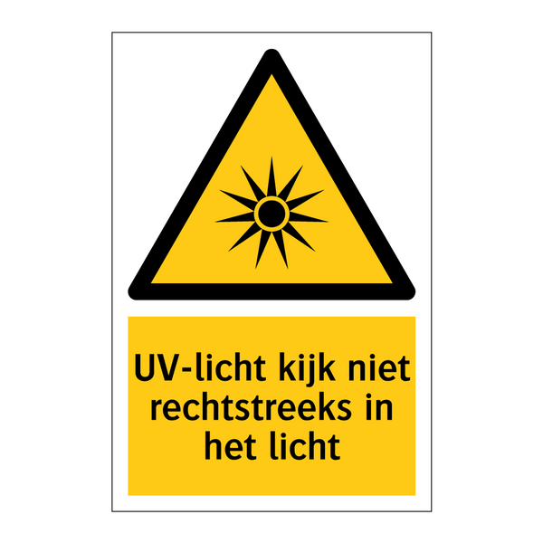 UV-licht kijk niet rechtstreeks in het licht & UV-licht kijk niet rechtstreeks in het licht