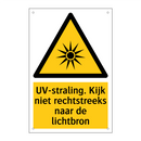 UV-straling. Kijk niet rechtstreeks naar de lichtbron