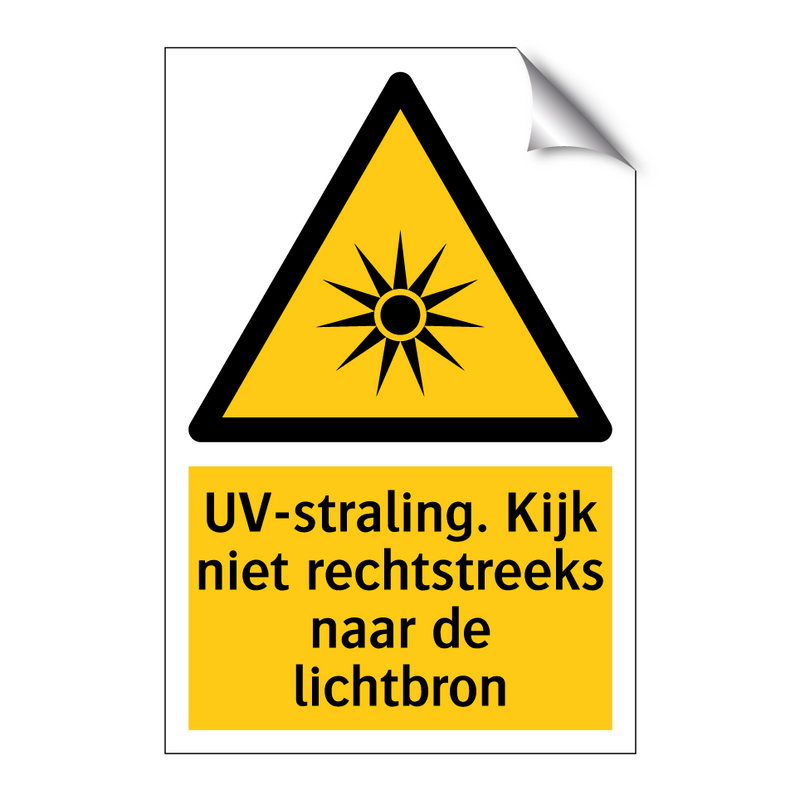 UV-straling. Kijk niet rechtstreeks naar de lichtbron
