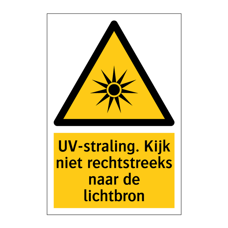 UV-straling. Kijk niet rechtstreeks naar de lichtbron