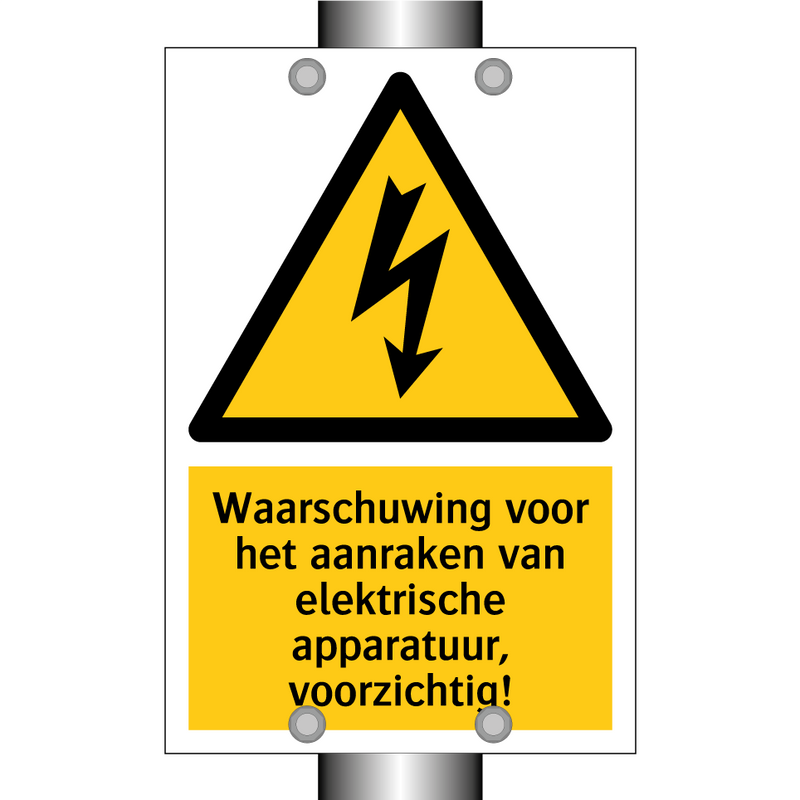 Waarschuwing voor het aanraken van elektrische apparatuur, voorzichtig!
