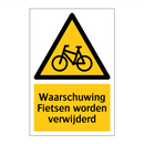 Waarschuwing Fietsen worden verwijderd & Waarschuwing Fietsen worden verwijderd