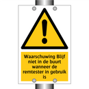 Waarschuwing Blijf niet in de buurt wanneer de remtester in gebruik is