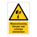 Waarschuwing Gevaar van scherpe elementen & Waarschuwing Gevaar van scherpe elementen