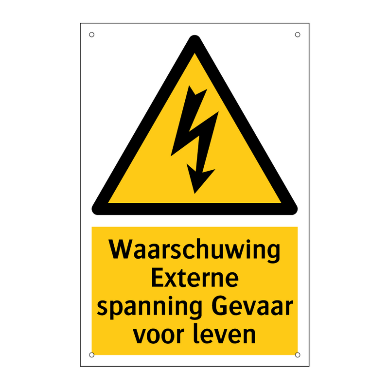Waarschuwing Externe spanning Gevaar voor leven & Waarschuwing Externe spanning Gevaar voor leven