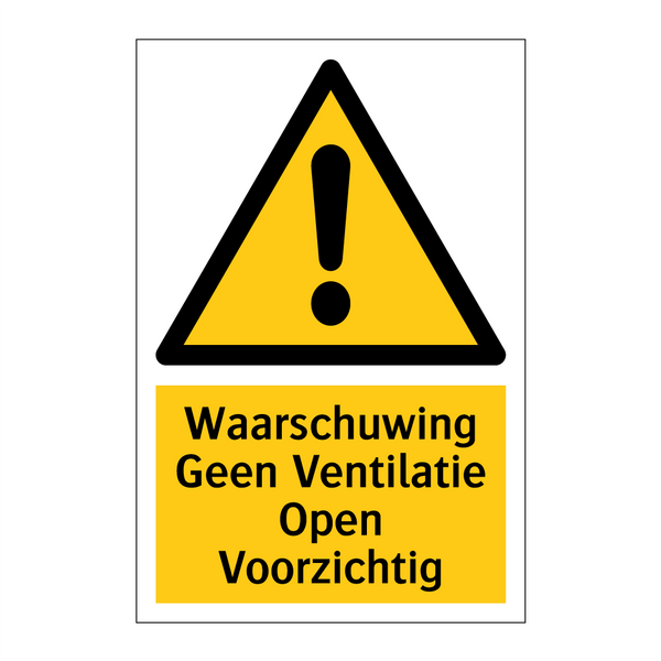 Waarschuwing Geen Ventilatie Open Voorzichtig & Waarschuwing Geen Ventilatie Open Voorzichtig