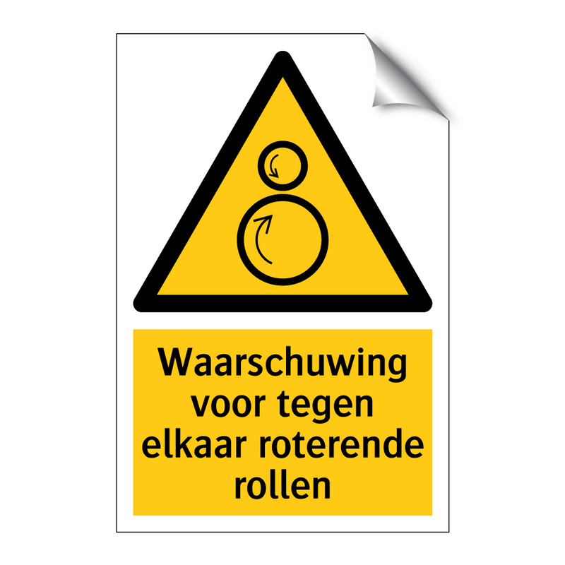 Waarschuwing voor tegen elkaar roterende rollen & Waarschuwing voor tegen elkaar roterende rollen