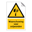Waarschuwing voor snijwonden & Waarschuwing voor snijwonden & Waarschuwing voor snijwonden
