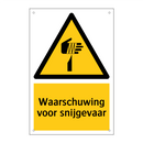Waarschuwing voor snijgevaar & Waarschuwing voor snijgevaar & Waarschuwing voor snijgevaar