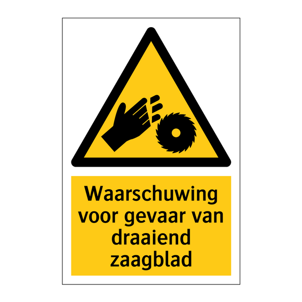 Waarschuwing voor gevaar van draaiend zaagblad & Waarschuwing voor gevaar van draaiend zaagblad