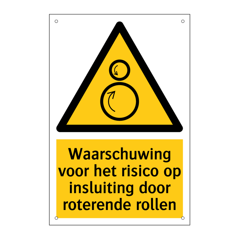 Waarschuwing voor het risico op insluiting door roterende rollen