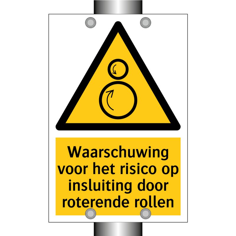 Waarschuwing voor het risico op insluiting door roterende rollen