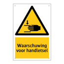 Waarschuwing voor handletsel & Waarschuwing voor handletsel & Waarschuwing voor handletsel