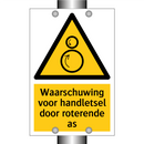 Waarschuwing voor handletsel door roterende as & Waarschuwing voor handletsel door roterende as
