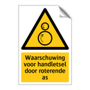 Waarschuwing voor handletsel door roterende as & Waarschuwing voor handletsel door roterende as